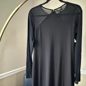 Laundry Long Sleeve Black Dress with Mesh Detail Size M Style N6H14304SU NWT
